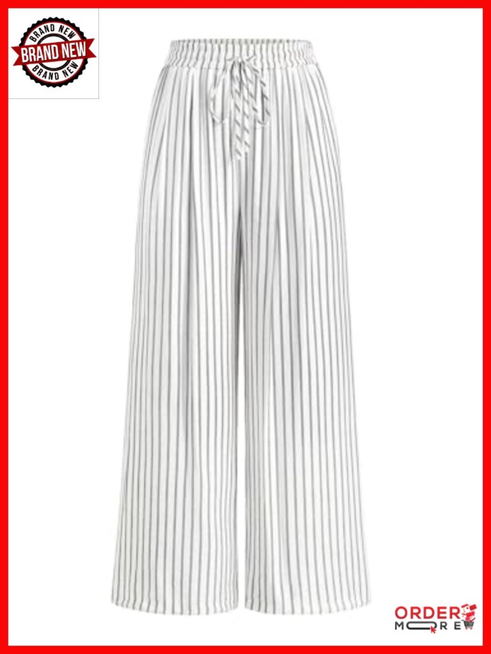 Wide Leg Palazzo Pants Elastic Waist High Rise Lightweight Woven Lounge Pants